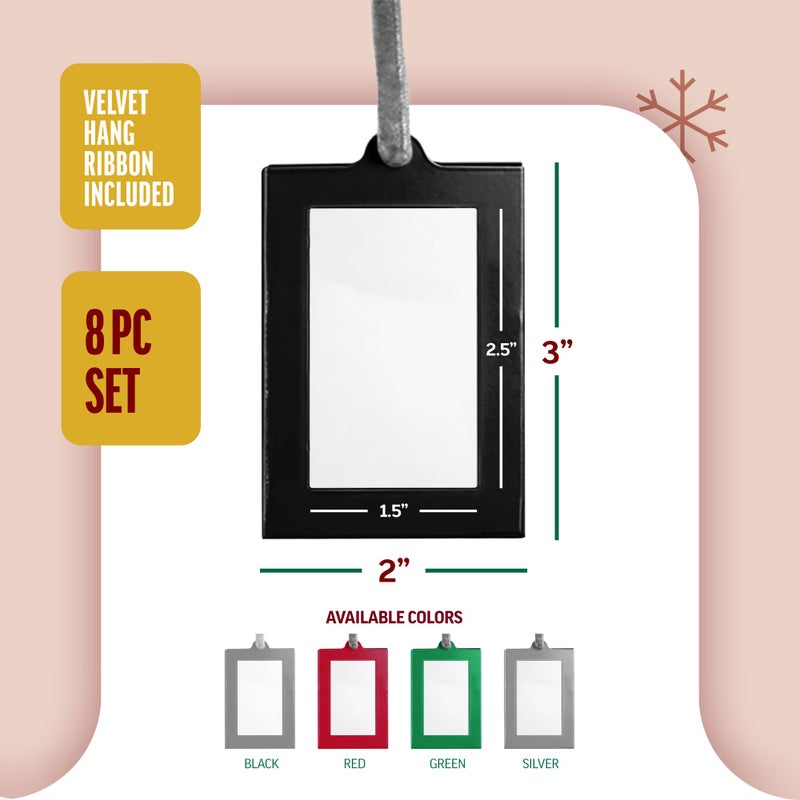 Klikel Hanging Picture Frame Ornaments - Set of 8 2x3 Black Hanging Photo Frame - Image 4